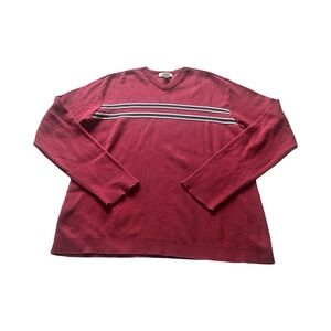 Old Navy Mens Red‎ V-Neck Cotton Sweater Striped Chest Vintage 2002 Large